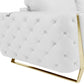 72" White And Gold Genuine Leather Loveseat