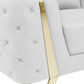 72" White And Gold Genuine Leather Loveseat