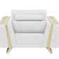 50" White And Gold Genuine Leather Club Chair