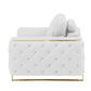 50" White And Gold Genuine Leather Club Chair