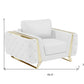 50" White And Gold Genuine Leather Club Chair