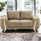 72" Beige And Gold Velvet Loveseat