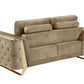 72" Beige And Gold Velvet Loveseat