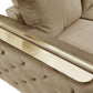 50" Beige And Gold Velvet Tufted Club Chair