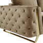 50" Beige And Gold Velvet Tufted Club Chair
