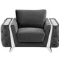 50" Dark Gray And Silver Velvet Tufted Club Chair