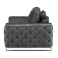 50" Dark Gray And Silver Velvet Tufted Club Chair