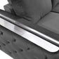 50" Dark Gray And Silver Velvet Tufted Club Chair