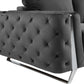 50" Dark Gray And Silver Velvet Tufted Club Chair