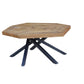 42" Brown And Black Wood And Iron Free Form Coffee Table
