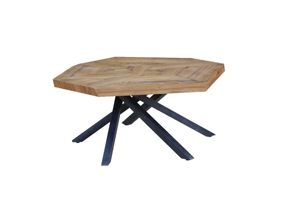 42" Brown And Black Wood And Iron Free Form Coffee Table