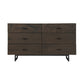 60" Dark Brown Solid Wood Six Drawer Double Dresser