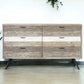 63" Natural and Ivory Solid Wood Six Drawer Double Dresser