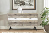 63" Natural And Ivory Solid Wood Six Drawer Double Dresser