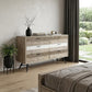 63" Natural And Ivory Solid Wood Six Drawer Double Dresser