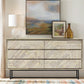 61" Natural Solid Wood Six Drawer Double Dresser