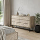 61" Natural Solid Wood Six Drawer Double Dresser
