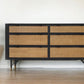 61" Natural and Black Solid Wood Six Drawer Double Dresser