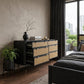 61" Black And Natural Solid Wood Six Drawer Double Dresser