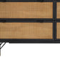 61" Black And Natural Solid Wood Six Drawer Double Dresser