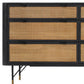 61" Natural and Black Solid Wood Six Drawer Double Dresser