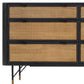 61" Black And Natural Solid Wood Six Drawer Double Dresser