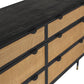 61" Black And Natural Solid Wood Six Drawer Double Dresser