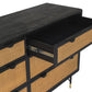 61" Black And Natural Solid Wood Six Drawer Double Dresser