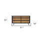 61" Black And Natural Solid Wood Six Drawer Double Dresser