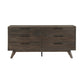 63" Dark Brown Solid Wood Six Drawer Double Dresser