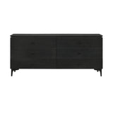63" Black Six Drawer Double Dresser