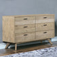 63" Brown Solid Wood Six Drawer Double Dresser