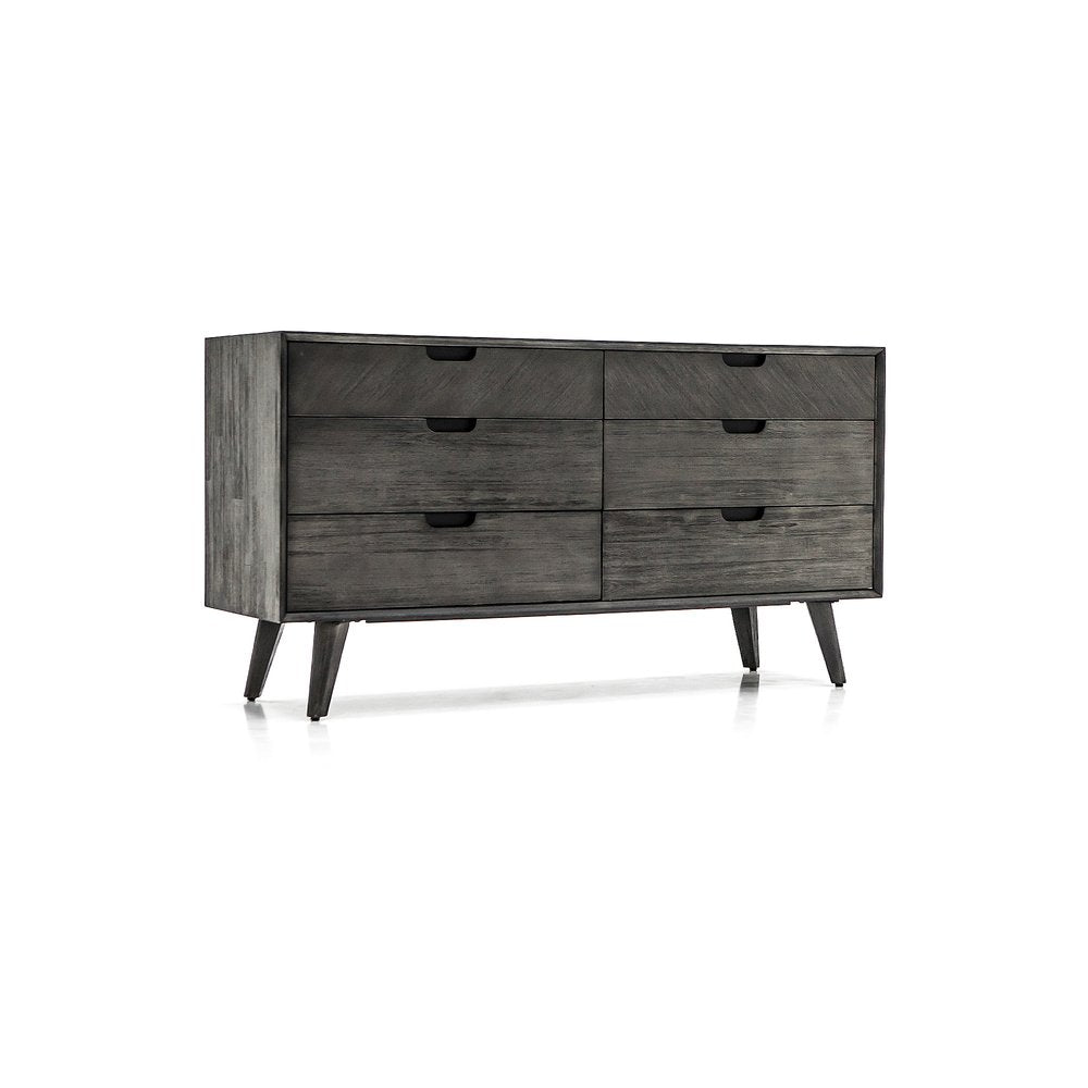 63" Brown Solid Wood Six Drawer Double Dresser
