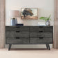 63" Brown Solid Wood Six Drawer Double Dresser
