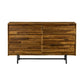 57" Brown and Black Solid Wood Six Drawer Double Dresser