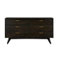 63" Brown Solid Wood Six Drawer Double Dresser