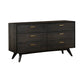 63" Brown Solid Wood Six Drawer Double Dresser