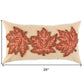 14" X 26" Beige and Brown Autumn Leaves Throw Pillow With Applique And Embroidery
