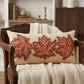 14" X 26" Beige and Brown Autumn Leaves Throw Pillow With Applique And Embroidery