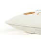 20" Ivory Blue and Orange Thanksgiving Cotton Pillow With Applique, Embroidery Edges