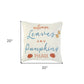 20" Ivory Blue and Orange Thanksgiving Cotton Pillow With Applique, Embroidery Edges