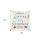 20" Ivory Blue and Orange Thanksgiving Cotton Pillow With Applique, Embroidery Edges