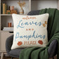 20" Ivory Blue and Orange Thanksgiving Cotton Pillow With Applique, Embroidery Edges