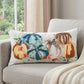 14" X 14" Blue and White Thanksgiving Cotton Pillow With Embroidery Edges