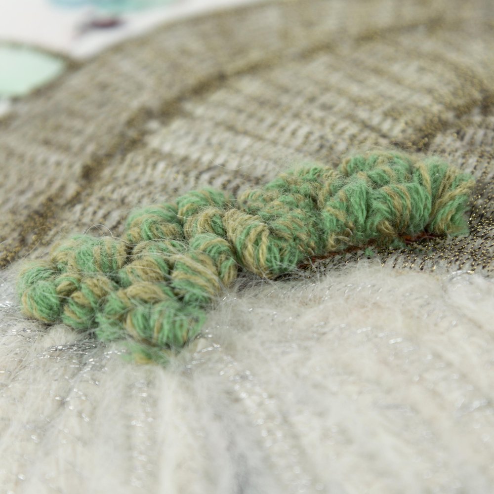 14" X 14" Green and White Thanksgiving Cotton Pillow With Embroidery Edges