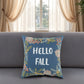 18" Blue and Pink Thanksgiving Cotton Pillow With Embroidery Edges
