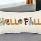 14" X 14" Yellow and White Thanksgiving Cotton Pillow With Embroidery Edges