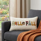 14" X 14" Yellow and White Thanksgiving Cotton Pillow With Embroidery Edges