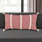 14" X 26" Red And White Lumbar Weave Cotton Throw Pillow with Tassels
