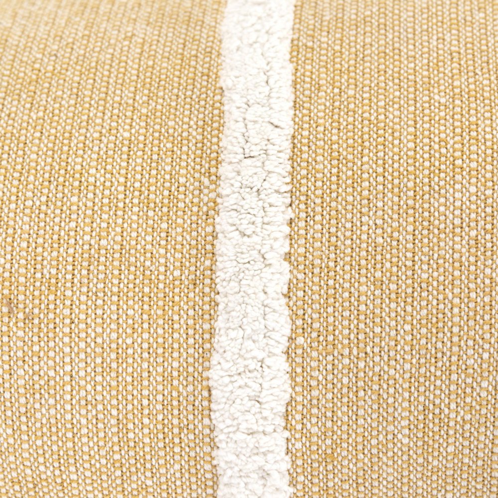 14" X 14" Yellow and White Cotton Pillow With Tassels Edges